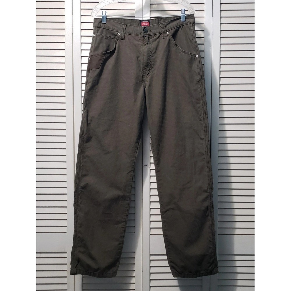 Wrangler Workwear Pants Men's 32x32 Olive Textured Straight Leg w/ Phone Pocket